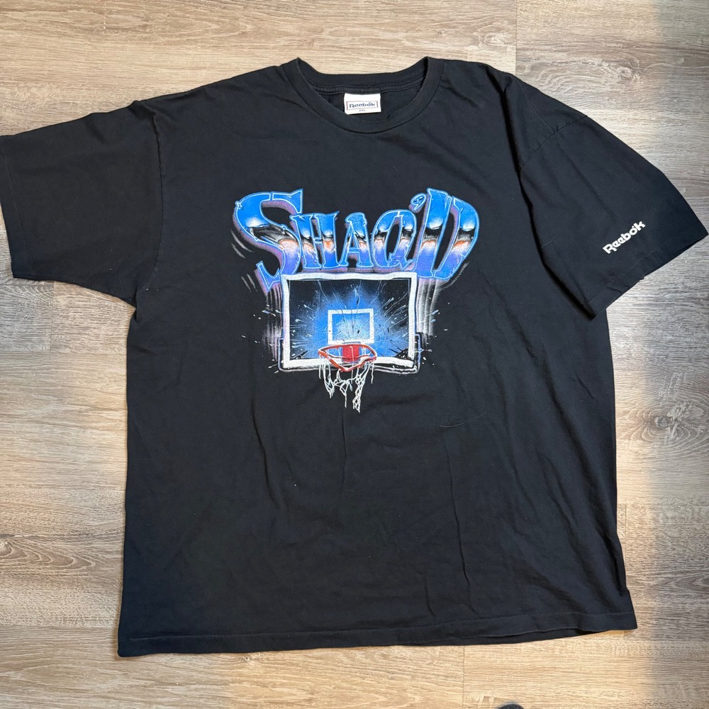 Vintage Reebok Shaq Shaquille O'Neal Shattered Backboard T-Shirt Mens 2XL Black